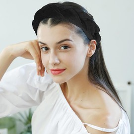 EUZUXU Braided Headbands for Women, Velvet Headband Braided Headband, Fashion Headbands, Hair Accessories, Headband, for Women and Girls (Black)