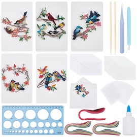 WEBEEDY 20 Sets Paper Quilling Kit for Adults Beginner DIY 5 Styles Bird Love Greeting Card Making kit with Instruction Handmade Bird Flower Quilling Card for Love,Valentine's Day,Wedding,Christmas