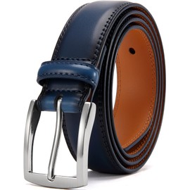 DOOPAI Mens Dress Belt - Genuine Leather Dress Belts For Men,Casual Suit Jeans Belt-Single Prong Buckle blue belt