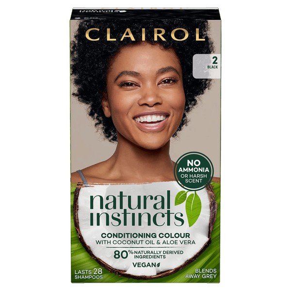 Clairol Natural Instincts Semi-Permanent No Ammonia Hair Dye, 2 Black