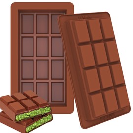 Webake 1 Inch Deep Chocolate Bar Mold 12 Snap, Large 2 Pack Silicone Thick Chocolate Bar Molds, Big Dubai Chocolate Bar Mold for Stuffed, Perfect for Filling Knafeh Pistachio