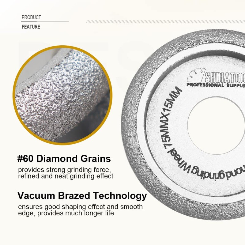 SHDIATOOL 3 Inch Profile Hand Diamond Wheel Height 15mm Convex