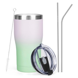 MEZMUT 1 Pack 20oz Insulated Coffee Tumbler with Lids and Straws Double Wall Vacuum Insulated Cup Stainless Steel Travel Mugs Leakproof Powder Coated Tumbler for Indoor Outdoor(Candy Color)