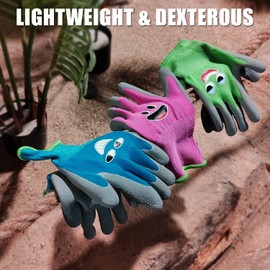 KDK 3 Pairs Kids Gardening Gloves for Age 3-5, Toddler Rubber Coated Garden Gloves, Kids Work Gloves, for Children, Boys and Girls