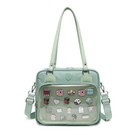 CHERRY SAUCE Oxford Ita Bag Crossbody Bag Messenger Backpack Multipurpose Pins Display, Green
