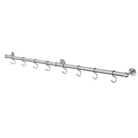 ROTHLEY Hanging Pot Rack Hanger: 39.4 Inch Stainless Steel Pot and Pan Hanger Pot Rack Wall Mounted Hanging Pots and Pans Rack Pot Hangers for Kitchen Wall Kitchen Rail with Hooks (Brushed)
