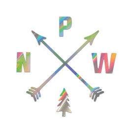 Pacific Northwest PNW Premium Sticker Decal Oil Slick Rainbow Holographic Metallic Hiking Camp Hike Camping Explore Wild - Oil Slick - 2" W x 2" H