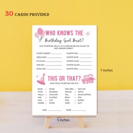 UHADRE Who Knows The Birthday Girl Best Game-Set of 30, Pink Cards, How Well Do You Know the Birthday Girl, Party Game Questionnaire-WKBG01