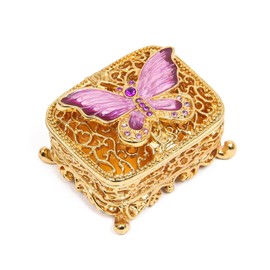 QIFU Hand Painted Butterfly Style Decorative Enamel Trinket Box(QF835)