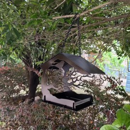 Bird Feeder for Garden - House-Shaped Bird Feeder Squirrel Proof Bird Feeders - Practical Heavy Duty Wild Bird Feeder Outside Wild Feeder for Gardens Terraces Courtyard