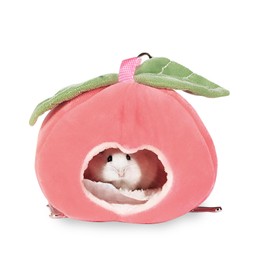 LIUCONGBD 1Pcs Guinea Pig Bed House, Washable Small Animals Hideout for Cage, Cozy Warm Rabbits Cave Hammock for Chinchilla Hamsters Hedgehog Dwarf Bunny Ferrets (Pink Apple, 10 x 15cm)