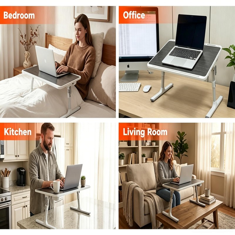 Foldable and Adjustable admireshun Laptop Bed Table with Hidden Drawer,
