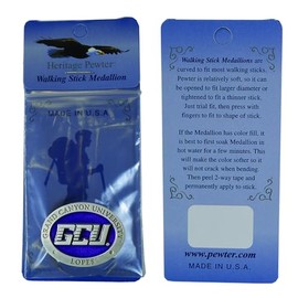 GCU Enamel Purple Walking Stick Medallion | Fine Pewter with GCU Logo Medallion | Expertly Crafted by Heritage Pewter