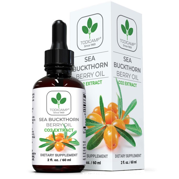 TODICAMP Sea Buckthorn Oil - CO2 Extracted Sea Buckthorn Berry Oil - Omega 3,6,7,9 Sea Buckthorn Oil - Vitamins and Amino and Fatty acids - 2 fl oz