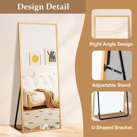 FURNIinspire Full Length Mirror, 56"x18" Full Body Mirror Wall-Mounted or Freestanding for Bedroom, Living Room, or Cloakroom, Shatterproof, Easy Assembly