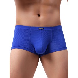 IKINGSKY Men's Stretch Bulge Boxer Briefs Sexy Low Rise Pouch Shorts Soft Underpanties for Men (Large, 6 Pack)