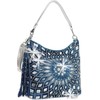 Zzfab Large Star Flower Rhinestone Hobo Bag with Shoulder Strap (Blue)