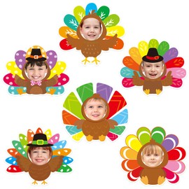 36 Pcs Thanksgiving Turkey Cutouts for Bulletin Board Decoration with Photo Space for DIY Photo Craft Thanksgiving Classroom Party Wall Décor