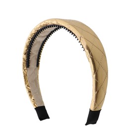 Motique Accessories 1.5 Inch Wide Metallic Quilted Hard Headband for Women and Girls - Gold