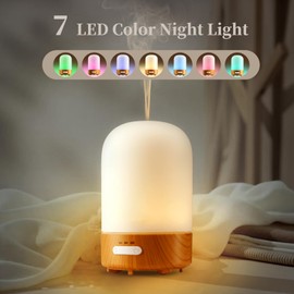 KZZ Glass Essential Oil Diffuser Small Cool Mist Humidifier for Bedroom Aromatherapy Diffuser for Gifts 7 Colors Night Light Timer Waterless Auto-Off Quiet Ultrasonic Aroma Diffuser for Home