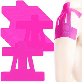 Precut Kinesiology Tape for Shoulder Support – 12 Count Waterproof Breathable Athletic Tape, Enhanced Elastic Sports Tape for Baseball, Tennis, Swimming, Weightlifting, Basketball, Pink
