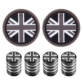 Generic 6Pcs Car Accessories Set, Include 4Pcs Tire Valve Stem Caps,2Pcs Car Cup Holder Coasters for Mini Cooper R55 R56 R57 Universal Car Accessories(Grey)