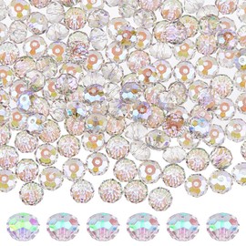 Hobbspring 336pcs Crystal Briollete Rondelle Beads 7.5 mm AB Glass Crystal Beads Colourful Faceted Rondelle Beads for Jewellery Necklace Bracelets Earrings Making DIY Crafts