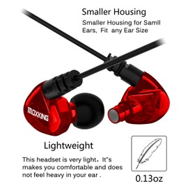 MOXKING Running Sports Earbud Headphones Wired Over Ear In Ear Headsets Noise Isolation waterproof Earbuds Enhanced Bass Stereo Earphones with Microphone and Remote for Running Jogging Gym red