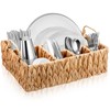 LemonRoad Wicker Silverware Caddy for Party Water Hyacinth Utensil Holder