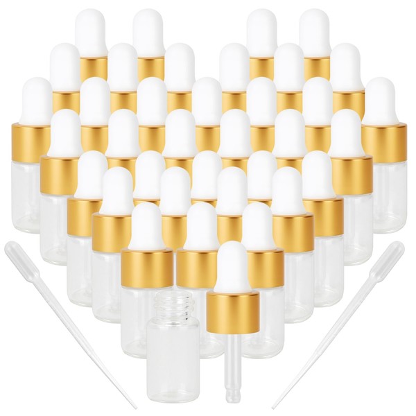 AGZHTYJQ 36pcs 3ml Mini Cuticle Oil Dropper Bottle Serum Travel