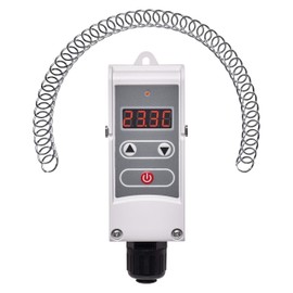 EMOS P5683 45 x 45 x 110 mm Contact Thermostat with Adjustable Switching Sensitivity Coil Spring and Digital Display / Pipe Feeding Thermostat Setting Range 5°C to 80°C