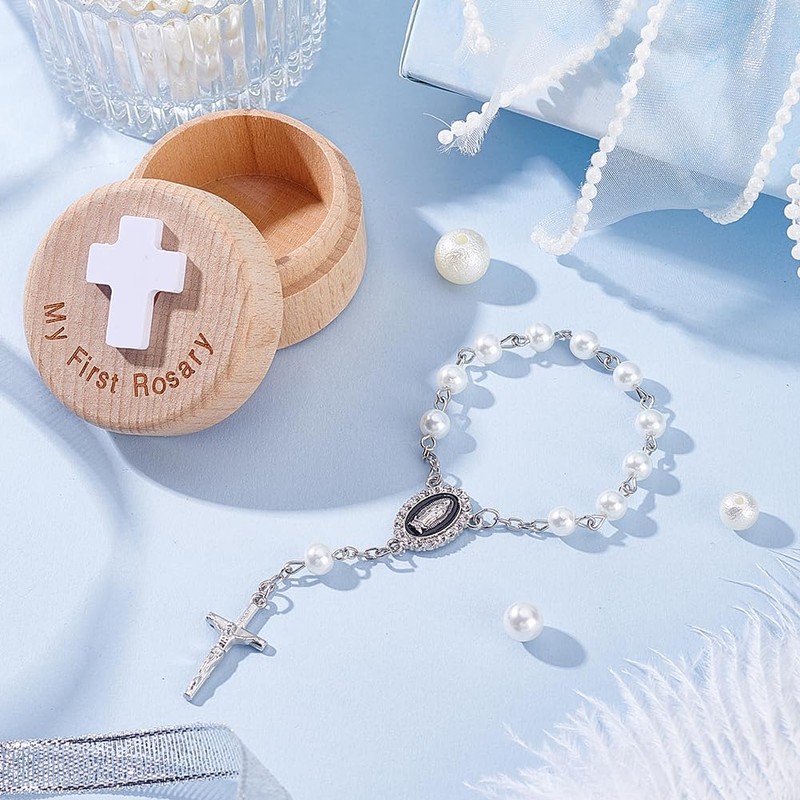 AHANDMAKER My First Blue Bracelets with Keepsake Box, Baptism Gifts