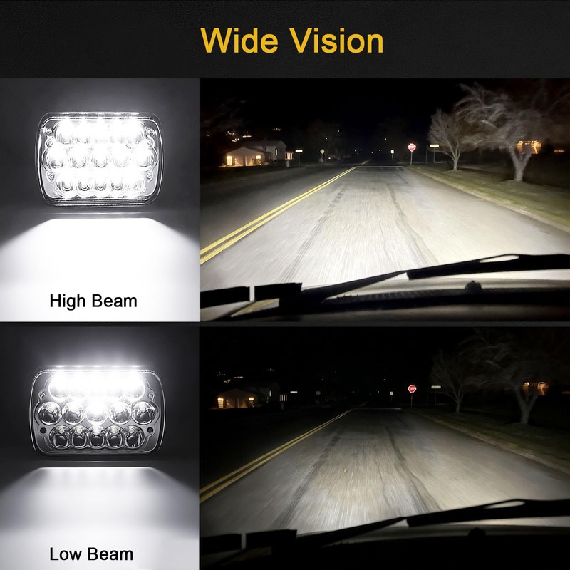 Jamarco H6054 LED Headlights, 2Pcs Rectangular 5x7 7x6 LED Headlight