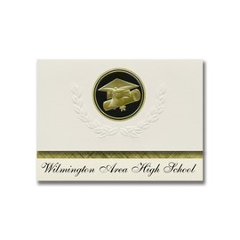 Signature Announcements Wilmington Area High School (New Wilmington, PA) Graduation Announcements, Presidential Basic Pack 25 Cap & Diploma Seal. Black & Gold.