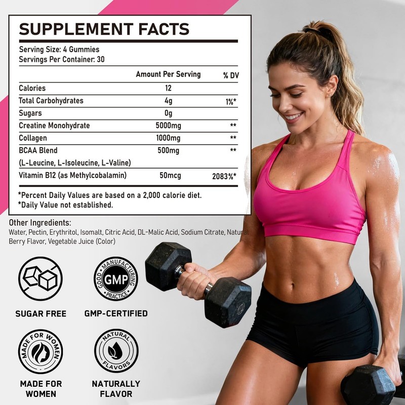 Creatine for Women with Collagen & BCAAs, 120 Ct Creatine