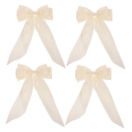DECHOUS 4pcs Satin Bowknot Hair Clips for Women and Long Ribbon Barrettes with Spring Clips Charming Accessories for Parties Birthdays and Summer Outfits