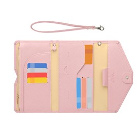 ZOPPEN Passport Holder for Women Travel Wallet Rfid Blocking Passport Cover Document Organizer Strap Ver.5 (#26 candy pink Ver.5)