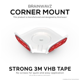 Brainwavz Screwless Corner Wall Mount Kit Compatible with Wyze Cam Pan, Tilted Holder, Watch Crib, Kids, Cashier, etc. Strong VHB Tape, Full Tilt & Pan Function, No Tools Needed (White)