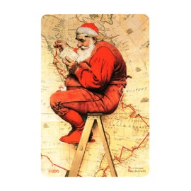 ARCANE VAULT - Saturday Evening Post™, Santa on Stool Wood Magnet, Laser-Cut, Ultraviolet-Coated Birch, Home, Kitchen Decor, Christmas Decor, Decorative Magnets, 2”x3”, Refrigerator Magnet