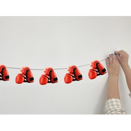 AK Giftshop Boxing Gloves Bunting Party Decorations - 12pcs / 2.5m Ribbon