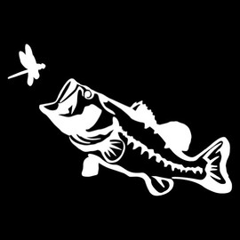 Express Yourself Big Mouth Largemouth Bass Wall Decal (White - Reverse Facing - 2XL) - Freshwater Fish Collection