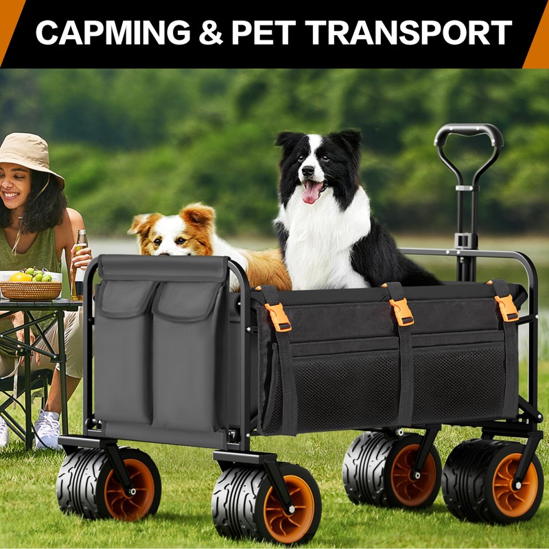Highpro Heavy-Duty Folding Beach Cart with Extra Large 150L Capacity,