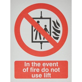 Seco in The Event of Fire Do Not Use Lift Sign, 150mm x 200mm - 1.5mm Brushed Aluminium Composite