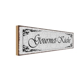 vianmo Holzschild 10x27 cm Gourmet - Küche Feinschmecker Deko Geschenk Holz Schild