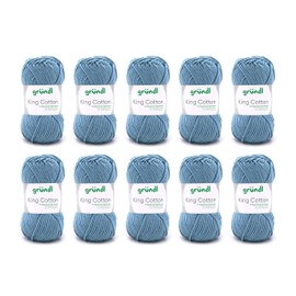 Gründl King Cotton 55% Polyacrylic & 45% Cotton Soft & Voluminous Knitting & Crochet Yarn 50g/78m Needle Size 6-7 10 x 50g Jeans