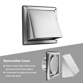 FRESH SPEED 5 Inch Dryer Vent Cover Outside Stainless Steel Wall Vent with Removable Cover and Insect Screen Mesh