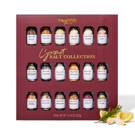 Thoughtfully Gourmet, Gourmet Salt Sampler Collection Gift Set, Vegan and Vegetarian, Uniquely Flavored Seasoning Salts Including Smoked, Truffle, Merlot, Lavender, Espresso and More, Set of 18