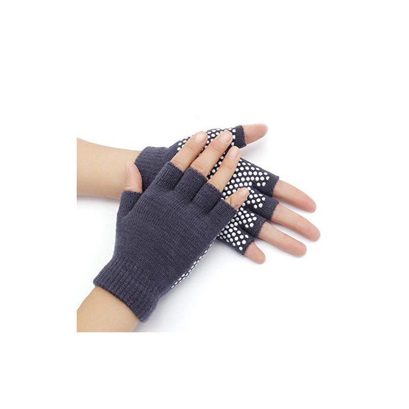 Grippy Yoga Gloves Non-Slip Fingerless Exercise Grip Gloves Texturizing Beads