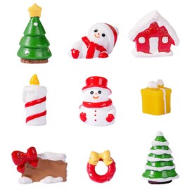 JOINPAYA 9pcs Miniature Christmas Figurines Cute Snowman Santa Tree Decor for Christmas Decorations Xmas Ornaments for Globe Tabletop Display