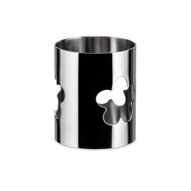 Alessi "GIROTONDO" Serviettenring, durchbrochen aus Edelstahl glänzend poliert, Blumen, 20 x 5.4 x 25.5 cm, Silber